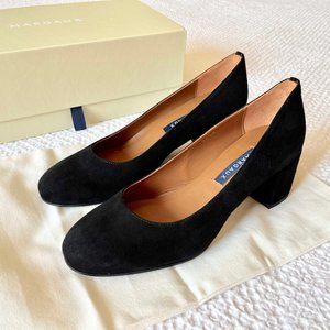 MARGAUX The Heel Black Suede Block Heels 36.5 EU/6M US